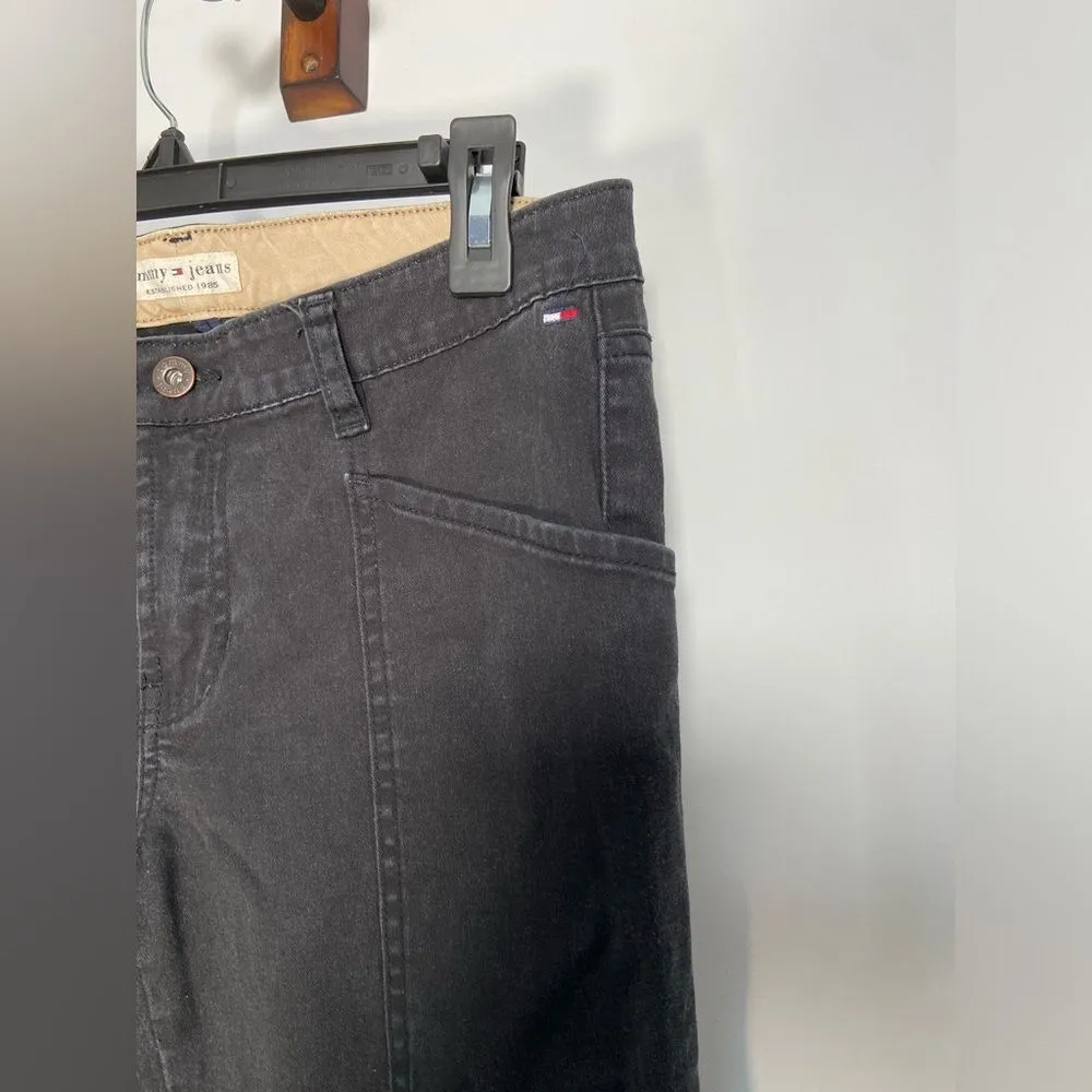 Vintage Tommy Flare Jeans Black Y2K Low Rise Denim Festival Emo Western Cargo 5 - Image 3