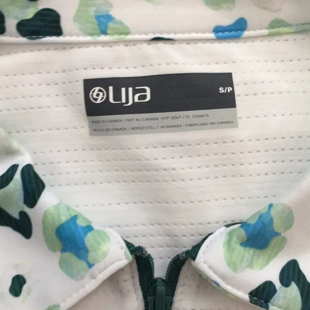 Lija 3/4 sleeves block polo leopard white tops SIze Small Green - Image 3