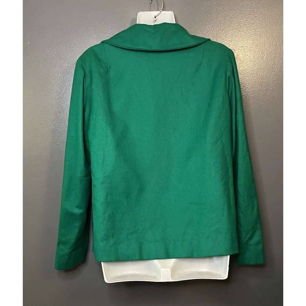 Vintage 1950s Size 6 Kelly Green Handmade Wool Blend Skirt Suit Blazer Skirt - Image 6