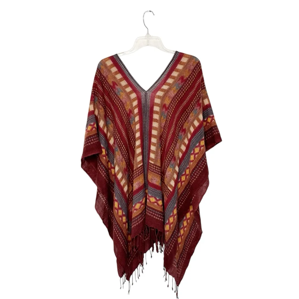 SOFT SURROUNDINGS TAN BLUE SOUTHWESTERN PONCHO WRAP OS - Image 2