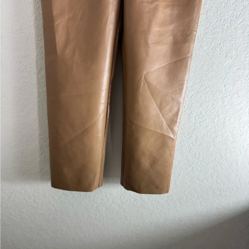 Aritzia The Melina Vegan Leather Pants Camel Size 6 Straight Leg - Image 4