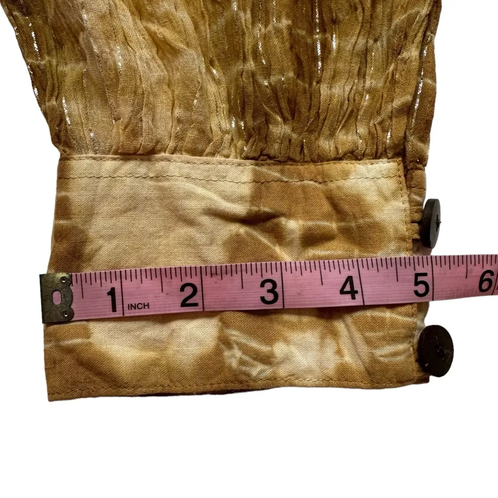 Boho Handcrafted Harlem Tie Dye Metallic Stripe Hammer Pants with pocket OSFM Tan Size M - Image 12
