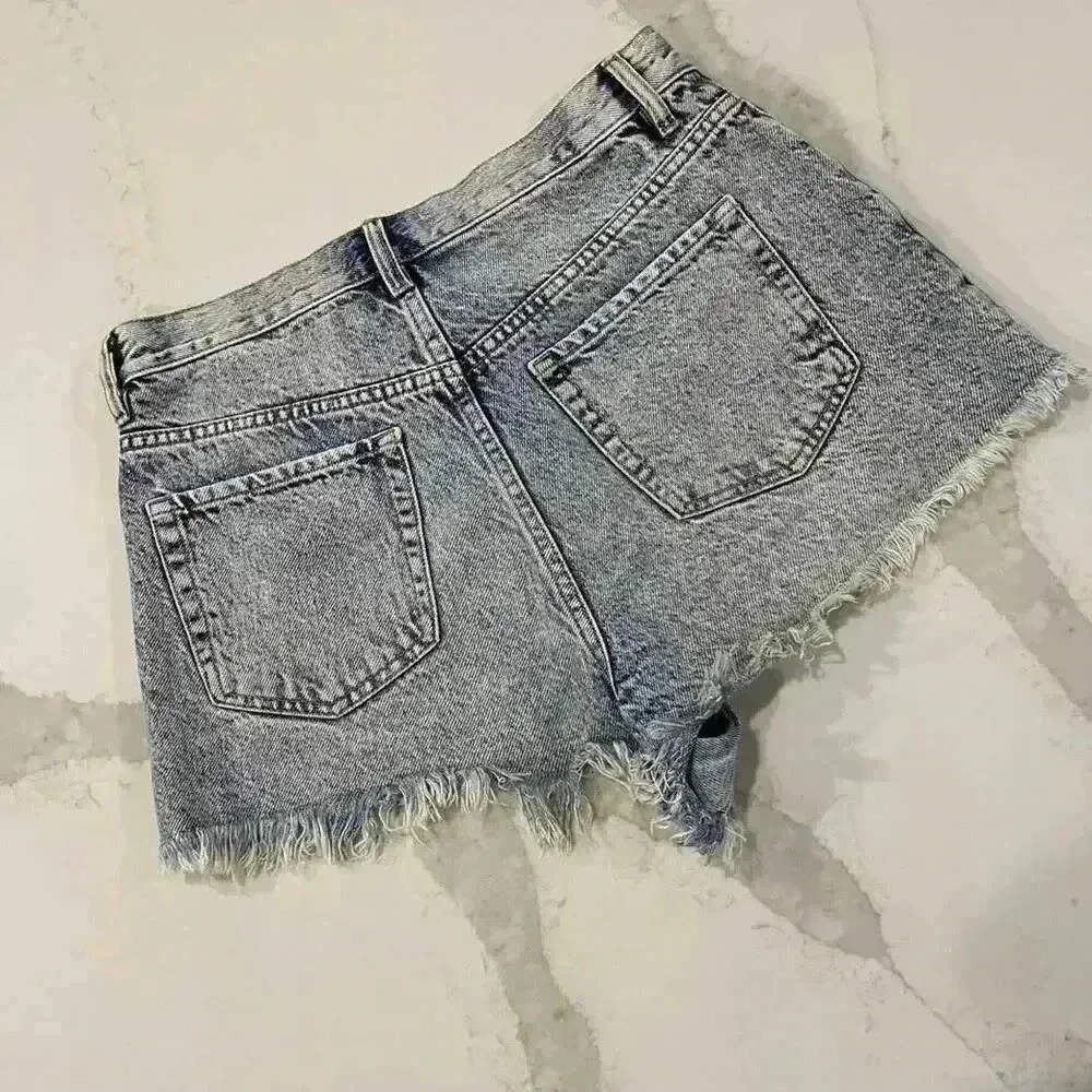 PacSun Vintage High Rise Denim Jean Distressed Shorts Women's Size 28 Button Fly - Image 5