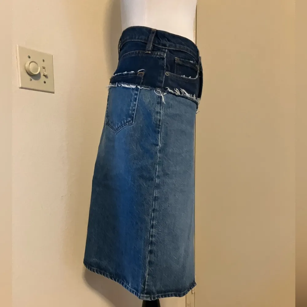 FRAME Distressed denim midi skirt size 24 US 2 - Image 4