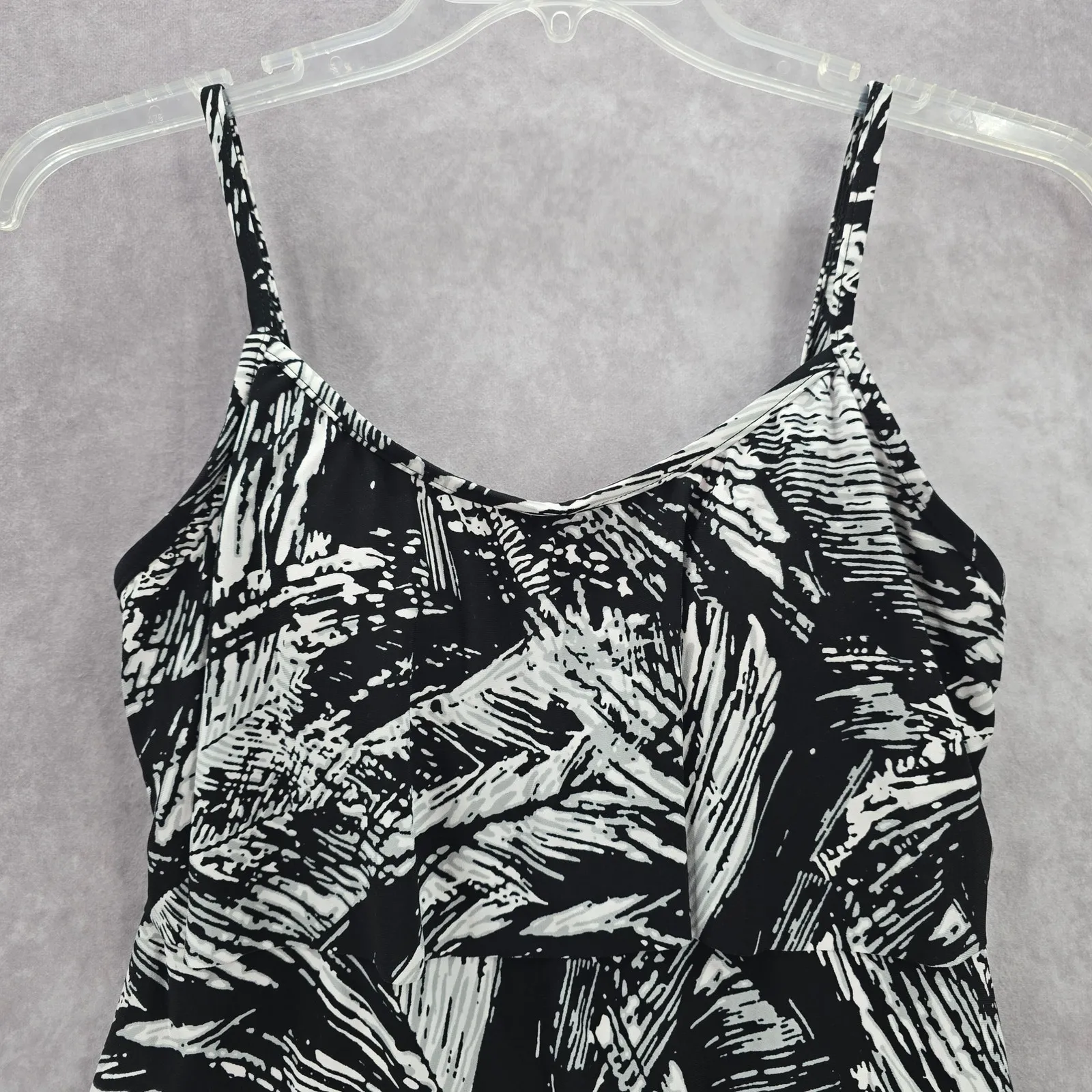 Jamaica Bay Black Ruffle Floral Padded Swimwear Tankini‎ Tank Top Medium M 10 - Image 3