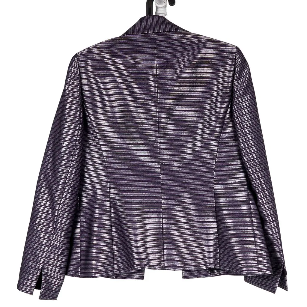 Kasper Blazer Jacket Tank Set 6 Women Purple Silver Striped Career Metallic - Image 5