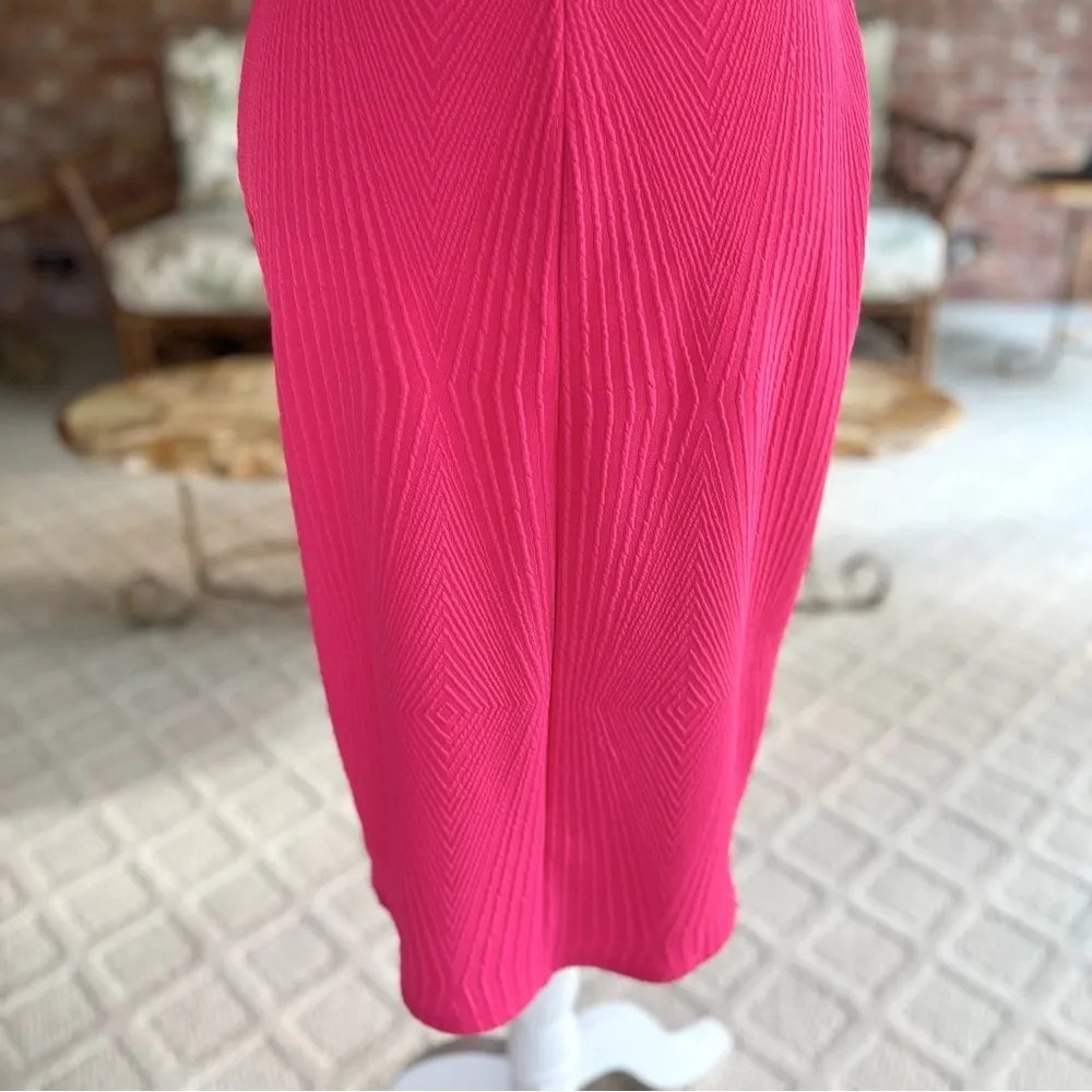 Socialite Midi Dress Bodycon Pink High Neck Knit Strappy Back M Cocktail Party - Image 13