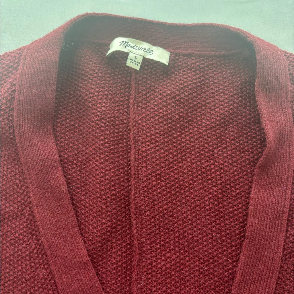 Madewell Deep Red Button-Up Cardigan - Image 3