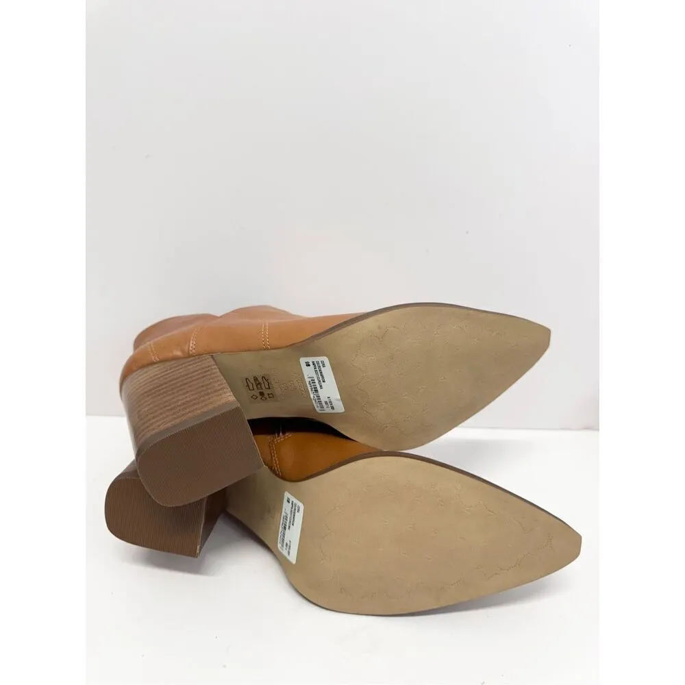 Arezzo Boots Size 9B Leather Pointed Toe Block Heel Pull On Booties NEW Brown - Image 11