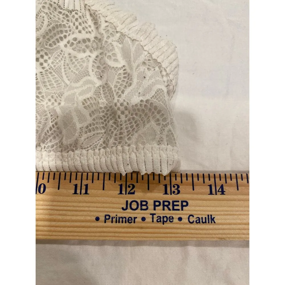 Aerie Coral Lace Mesh Bandeau Bralette Bra Cream Women's Size Medium - Image 10