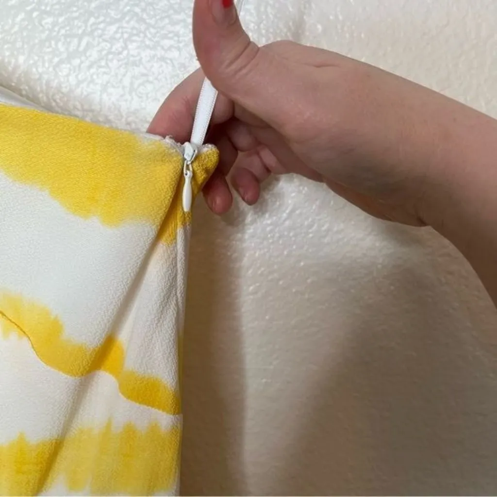 Lauren Ralph Lauren yellow & white striped one shoulder faux wrap sundress 4 - Image 4