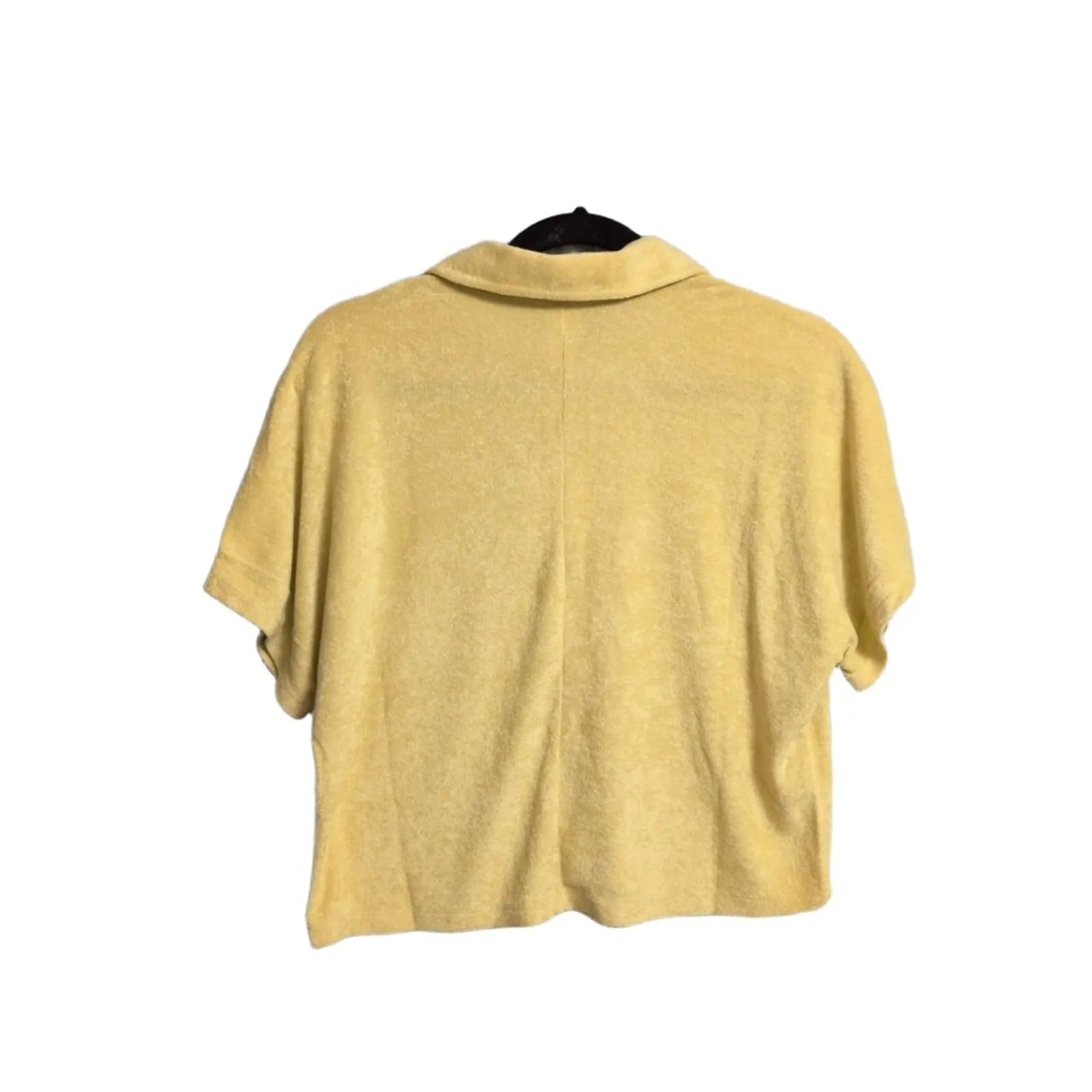 NWT Andie Cropped Button Up Honeysuckle Yellow Terry Resort Beach Shirt M - Image 3