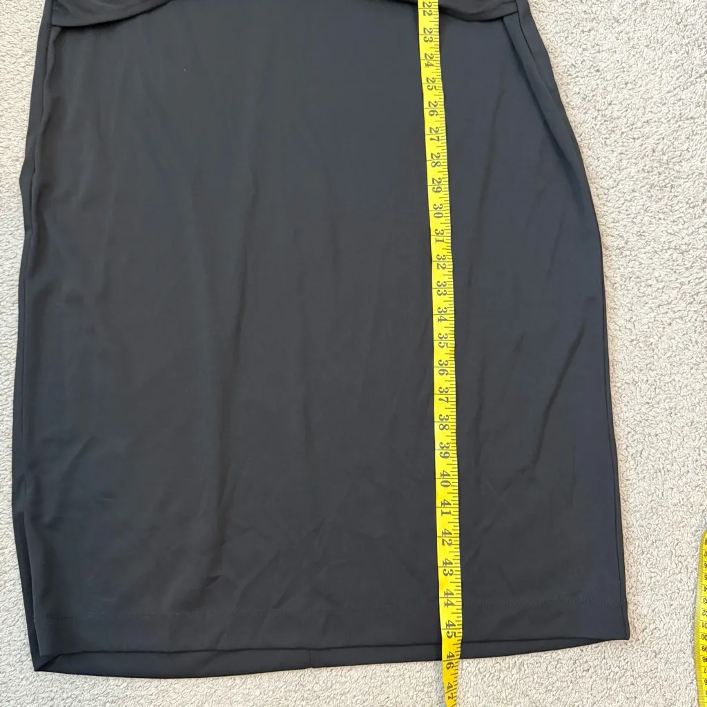 Donna Karan Mock Neck Jersey Buckle Wrap Waist Dress Black 16 - Image 9