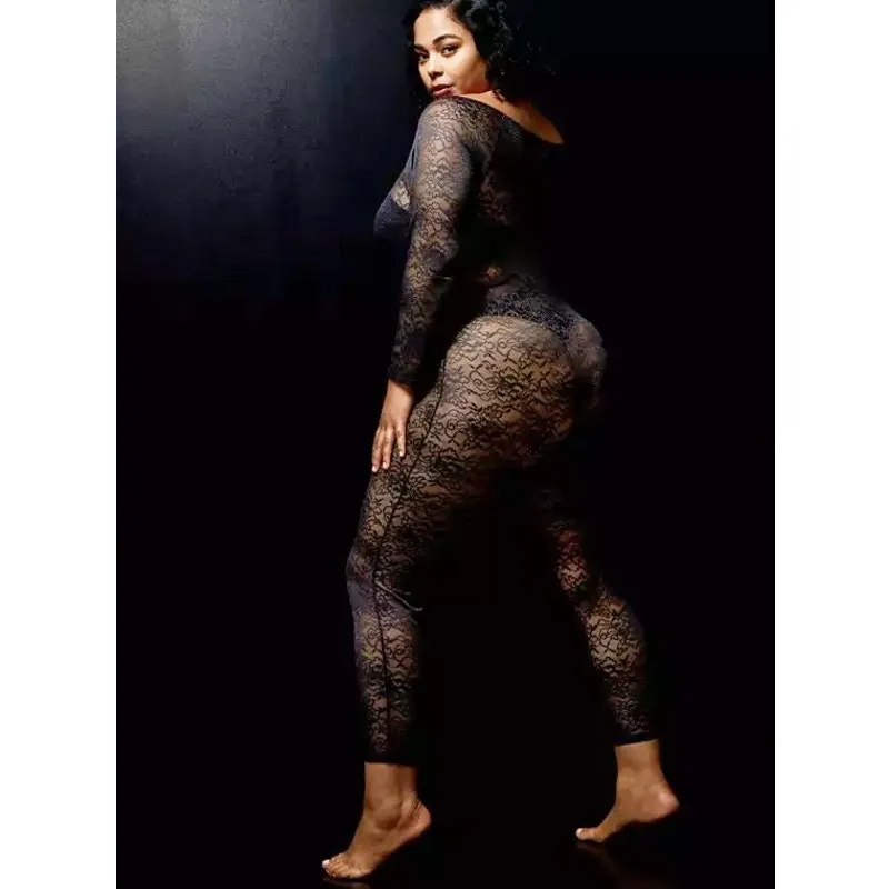 Betsey Johnson x Torrid Black Sheer Stretch Lace Catsuit Bodysuit 4 4X New NWT - Image 7