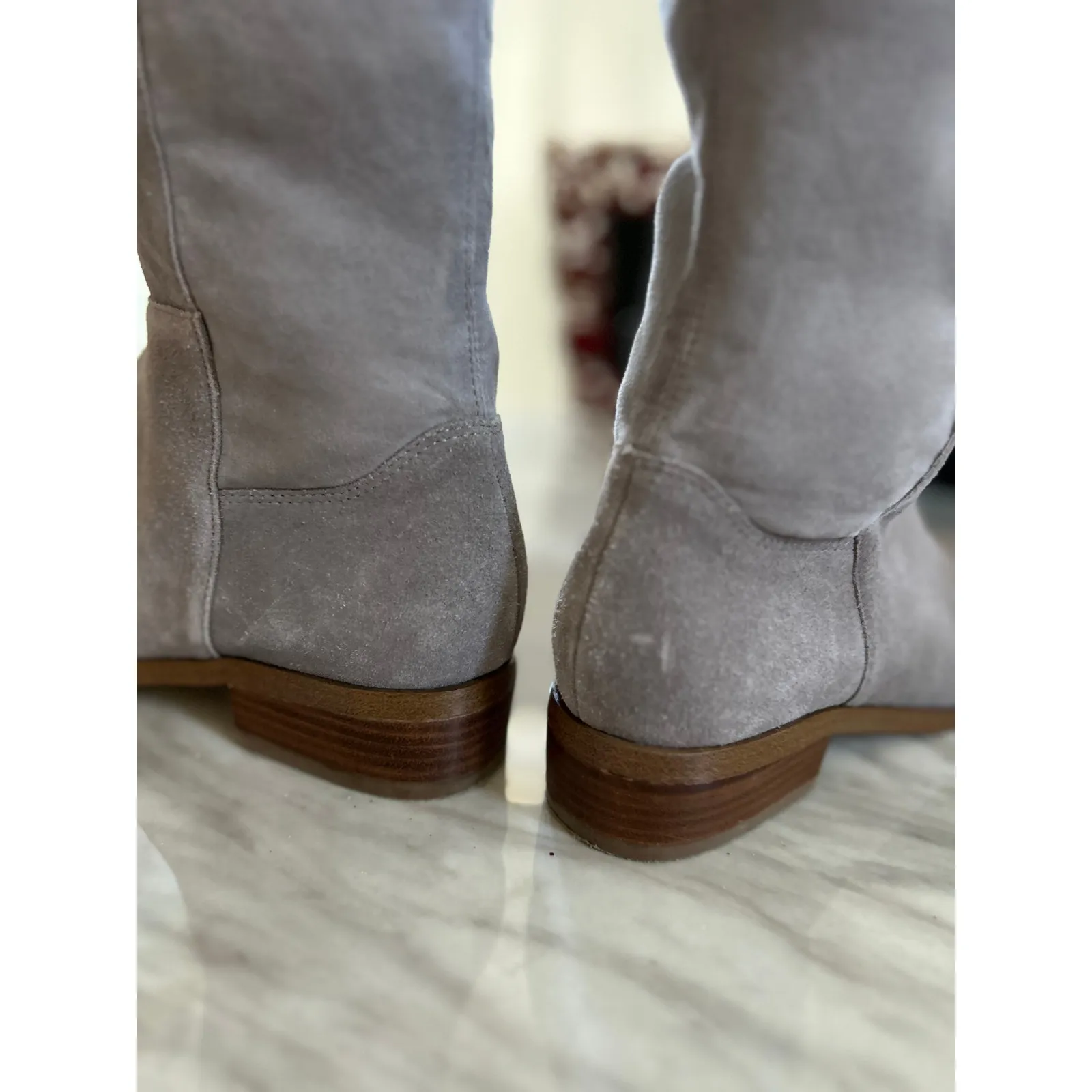 Sole Society Calypso Mushroom Grey Suede Over the Knee Pull On boots - Image 5