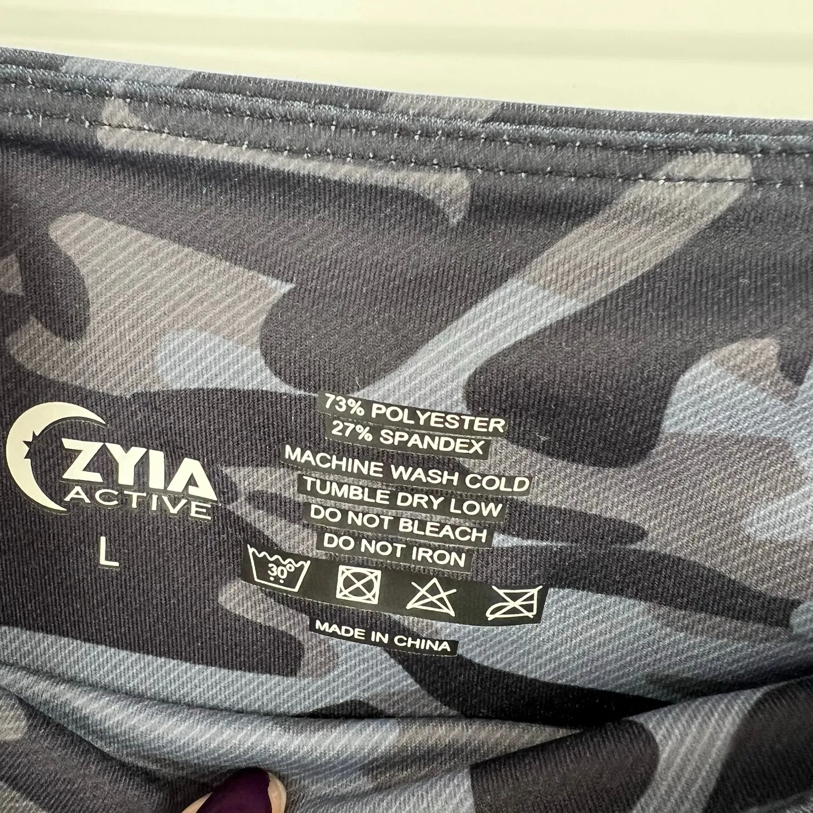 Zyia active bundle lot leggings & sports bra gray camo & pink workout size large - Image 10