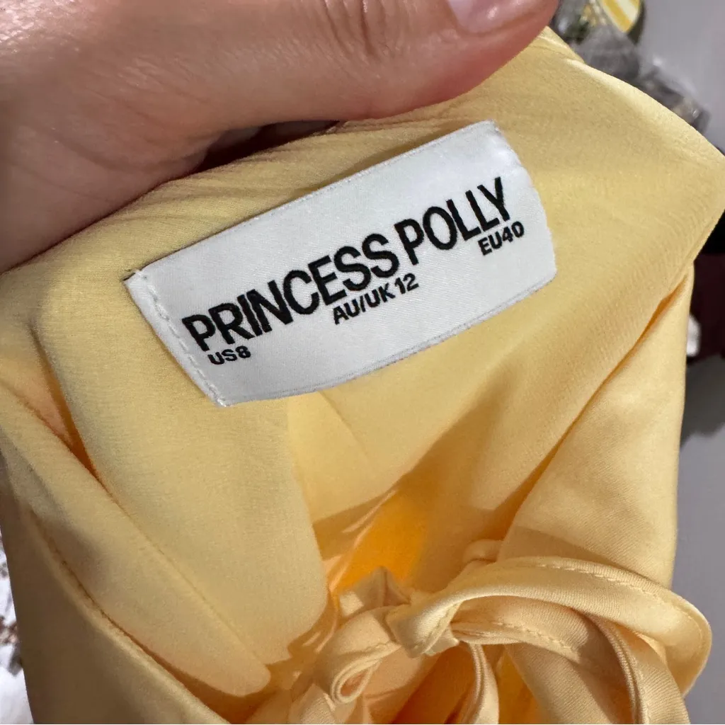 Princess Polly Treasure Bias Cut Maxi Dress Lemon Size 8 Yellow - Image 9