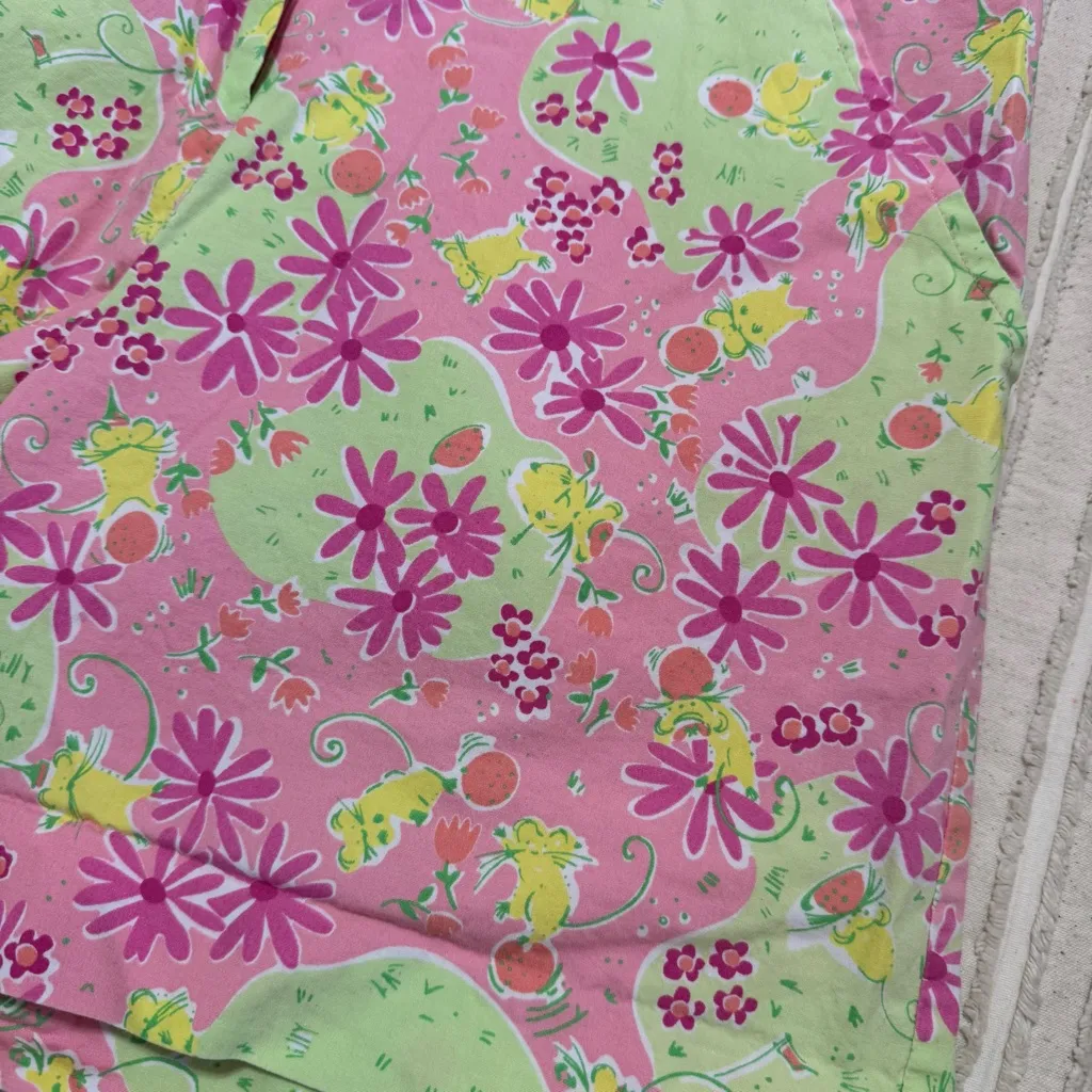 Vintage White Tag Lilly Pulitzer Pink and Green Floral High Waist Shorts - Image 3
