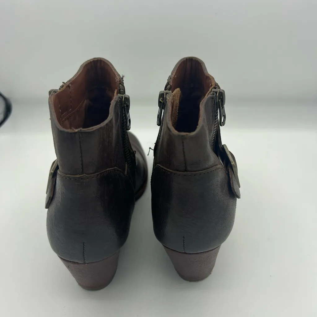 Kork Ease Brown Leather Isa Booties Heel Buckle Size 6 - Image 2