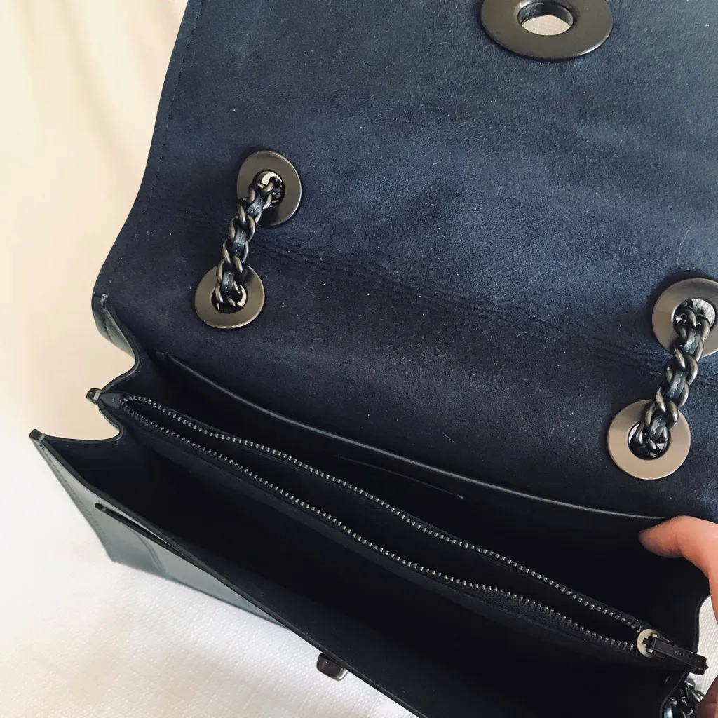 Coach Parker Pull Through Chain Two Way Purse, Pine Green / Pewter - Image 8