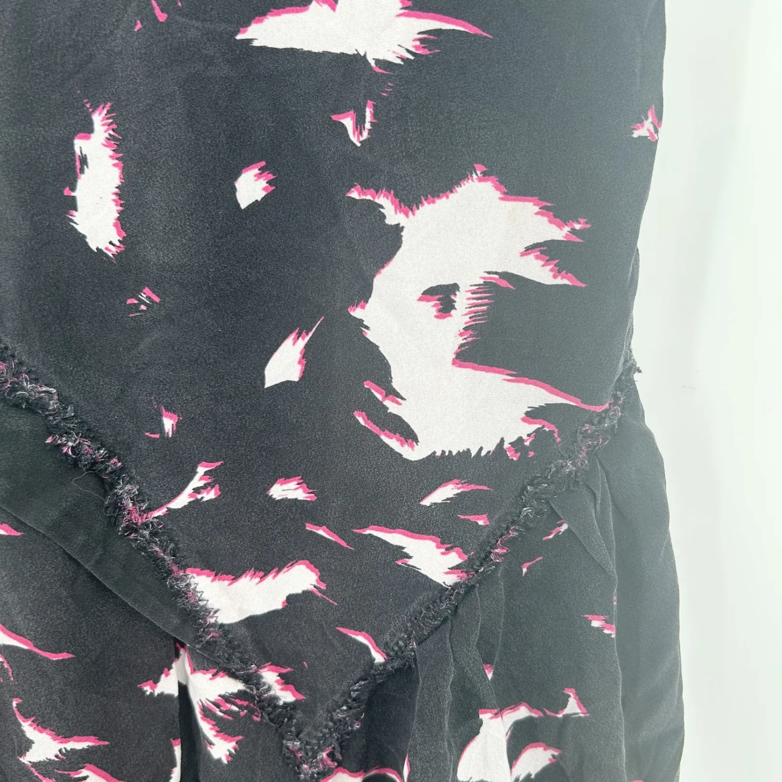 Proenza Schouler Watercolor Abstract Printed Luxury Silk Mini Dress Size 0 Black - Image 3