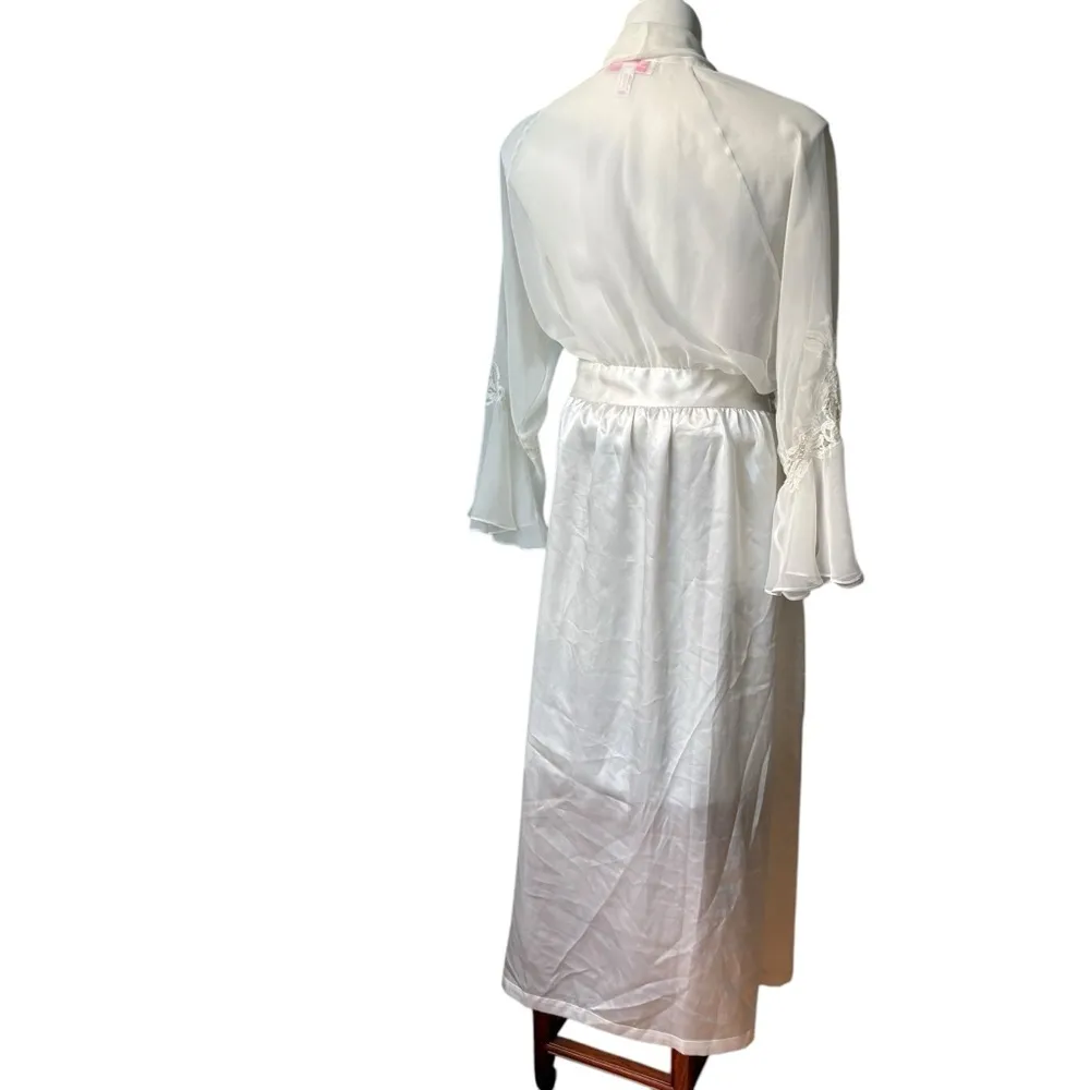 Oscar de la Renta Pink Label Satin and Crepe Peignoir, Robe, Lingerie, Sz M - Image 3