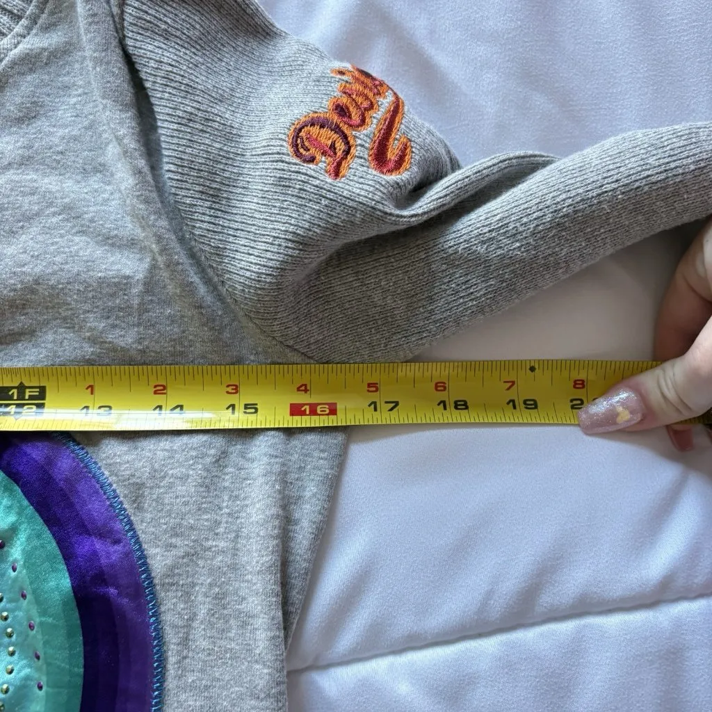 Vintage 90s Y2K Womens Size Small Gray Long Sleeve Blouse V Neck Hippie Boho - Image 7