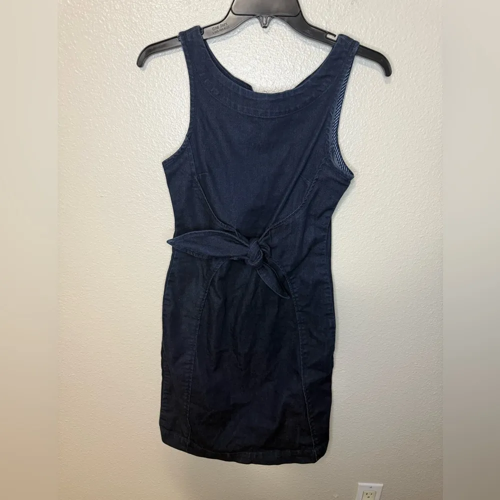 Holding Horses Anthropologie Blue Denim Ribboned Dress size 0 - Image 2