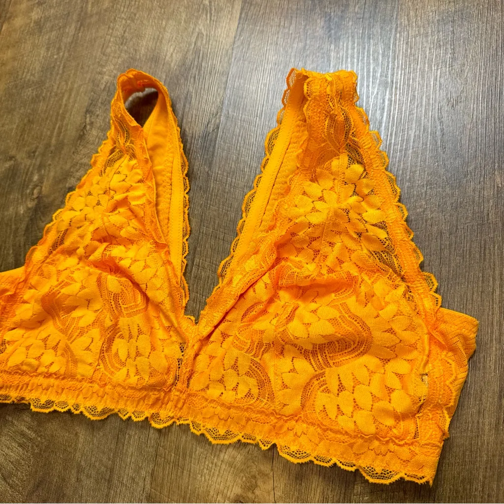 Aerie Womens Plunge Sunflower Yellow Lace Bralette Sz XL - Image 5