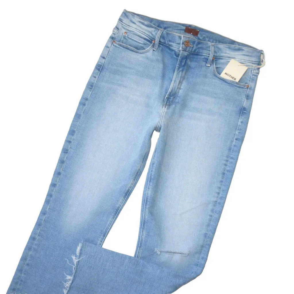 NWT Mother Mid Rise Dazzler Ankle Fray in Hopeless Romantic Stretch Crop Jean 32 Blue - Image 5