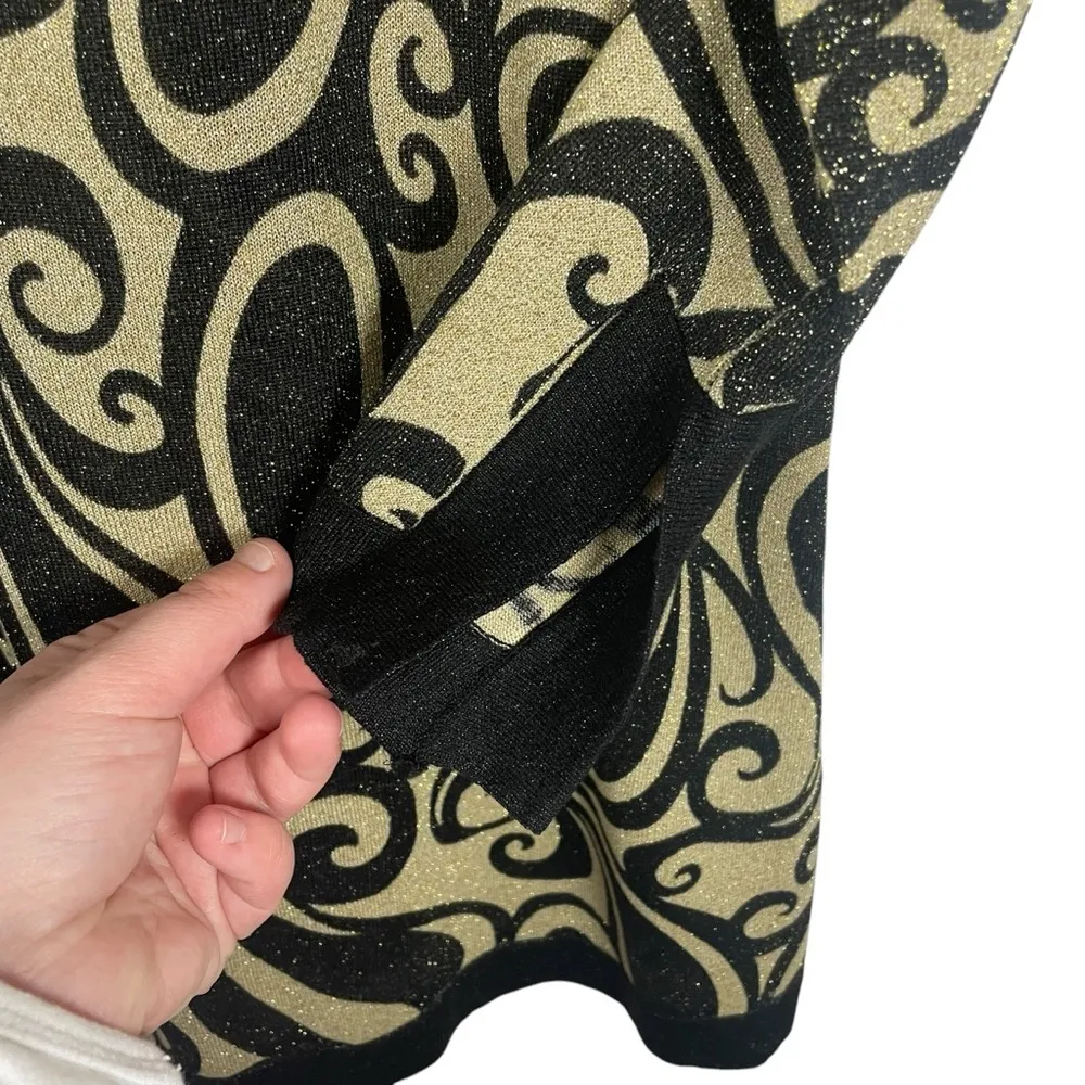 VINTAGE August Silk Knits Metallic Paisley Blouse in Black/Gold Size L - Image 4