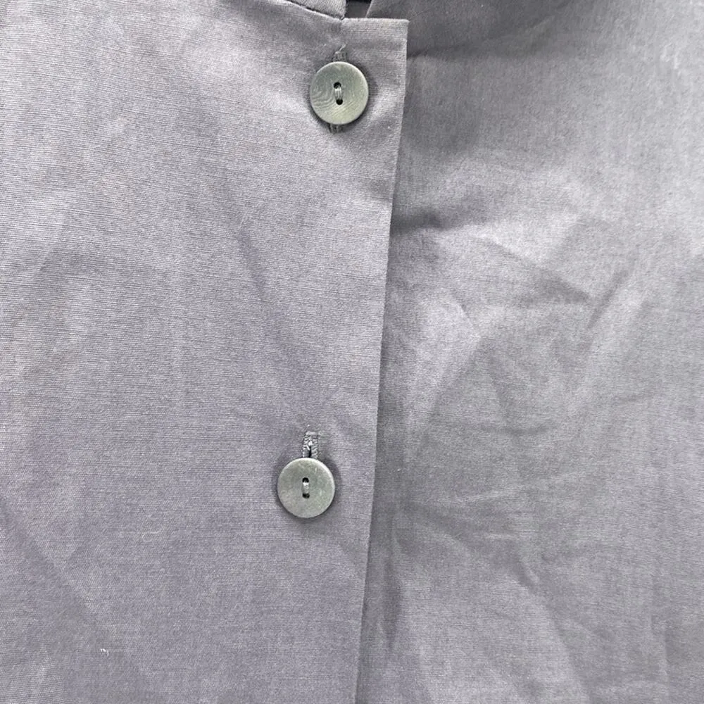 Eileen Fisher cotton mandarin collar purple 3 quarter sleeve button down sz L - Image 4