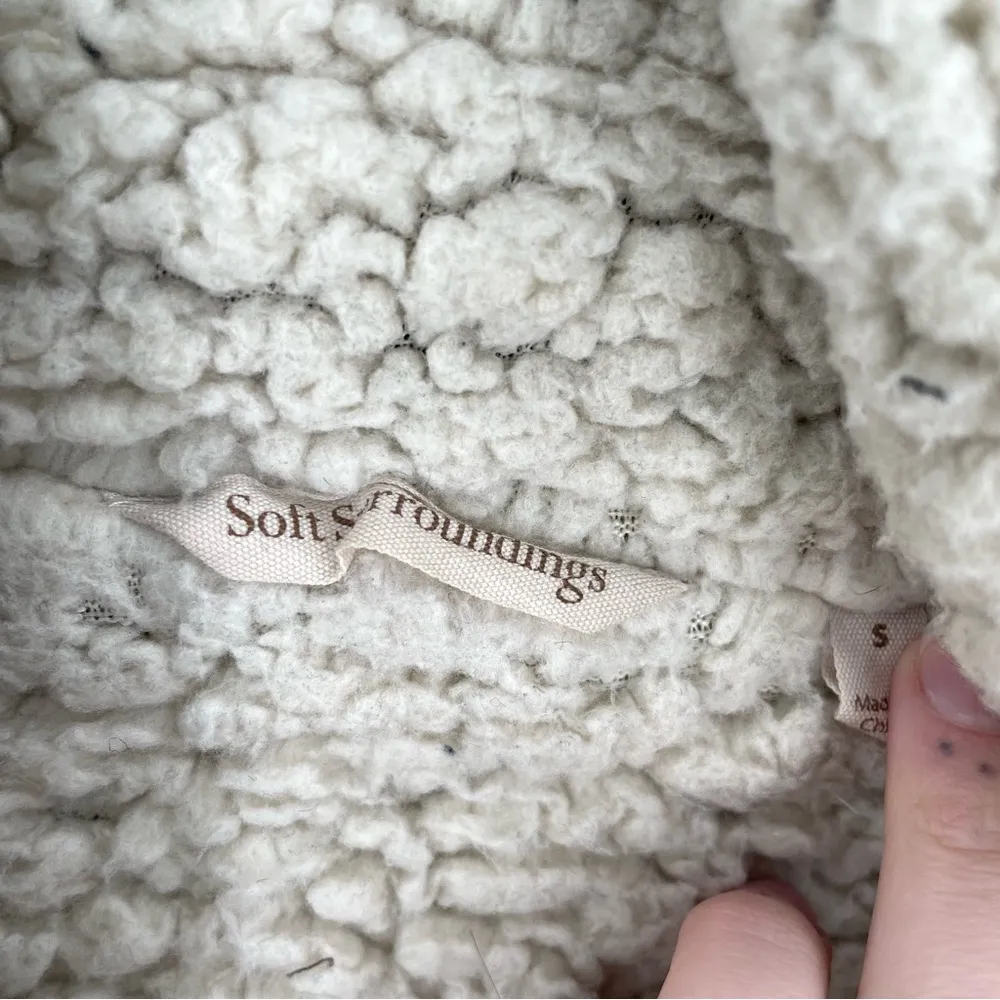 Soft Surroundings Black Faux Fur Sherpa Cuff Collar Open Front Moto Jacket - Image 3