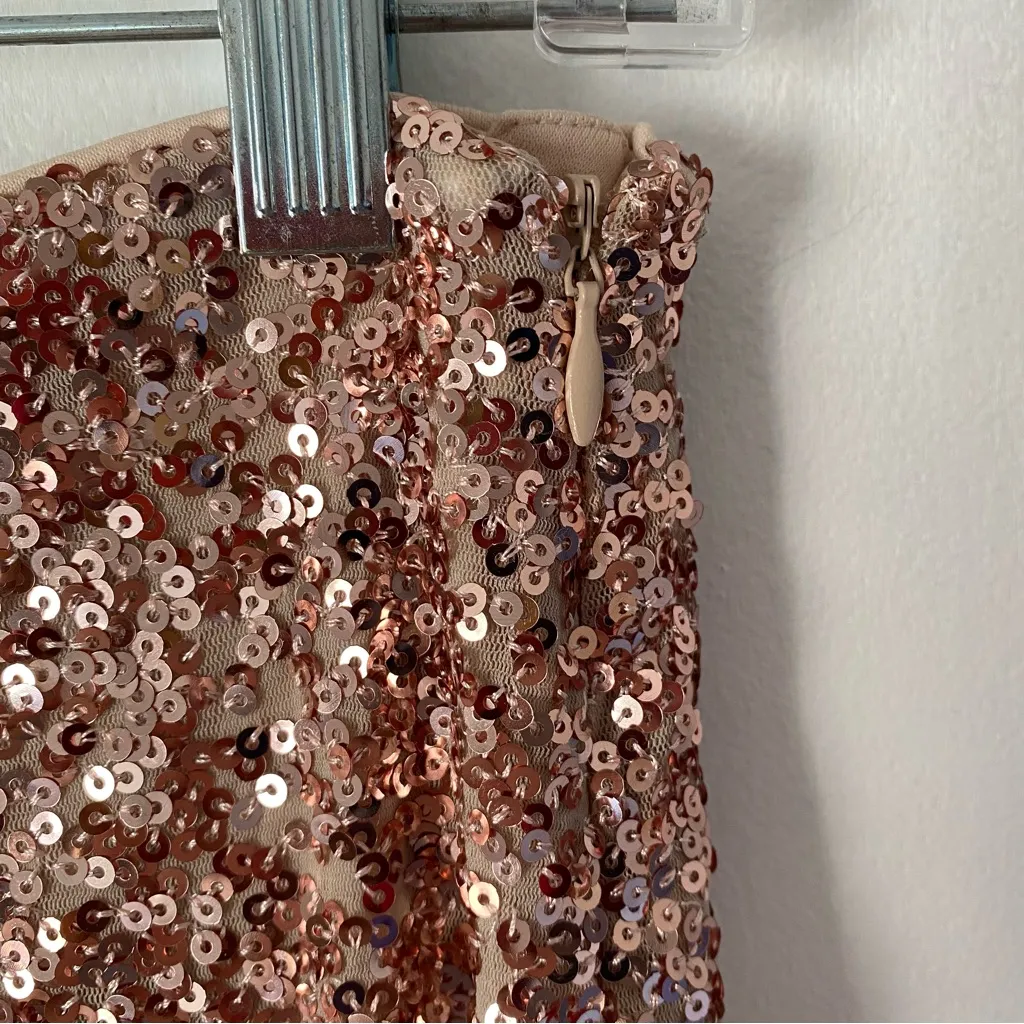 Belle Badgley Mischka NWTs Rose Gold Sequin Maxi Skirt Tulip size 4 - Image 6