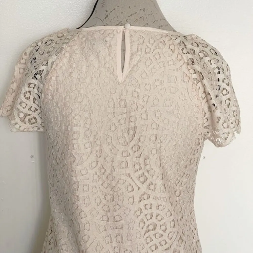 J jill Womens Blouse Size 2 Beige Ivory Crochet Lined Wedding Guest Bachelorette - Image 4