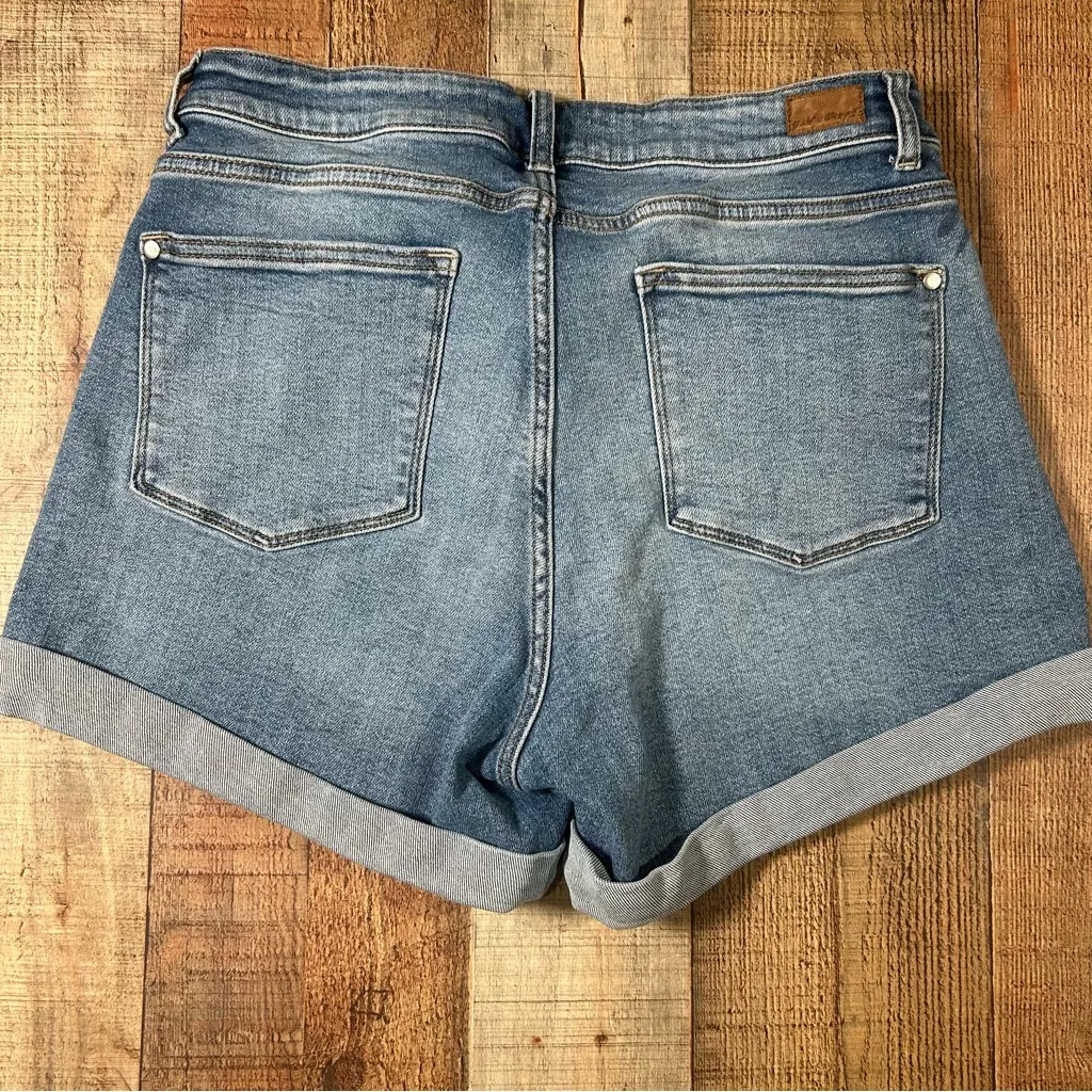 Judy Blue Denim Shorts 1XL High Rise Stretch Cuffed Blue Jean Shorts Plus - Image 2