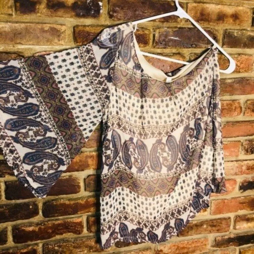 Audrey 3+1 Mixed Media One-Shoulder Blouse Women's Size Small - Image 8