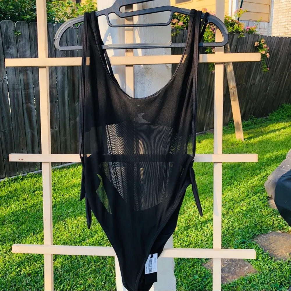 NWT Kendall and Kylie Revolve Sheer Black One Piece Swimsuit Size L - Image 13