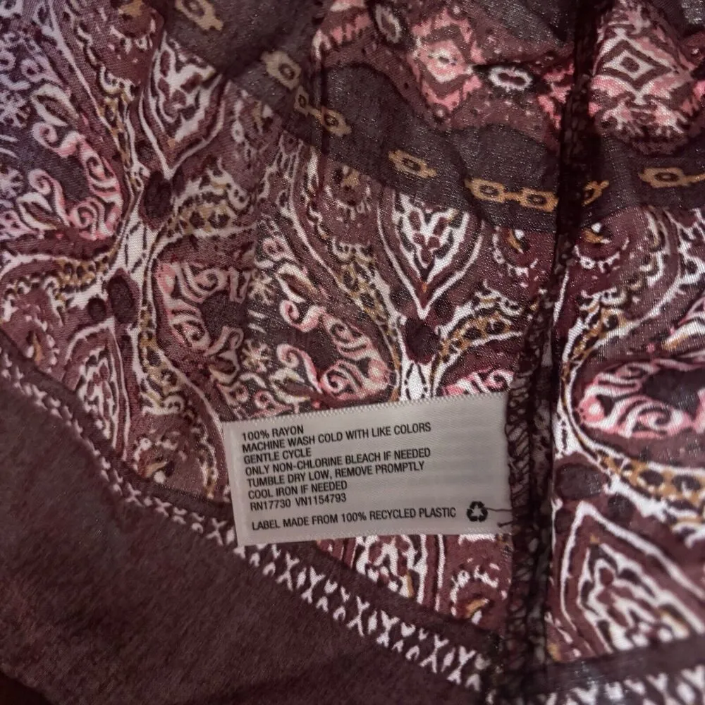 Knox Rose  Shift Dress Womens Large Multicolor Boho Print Cold Shoulder Tie Front - Image 8