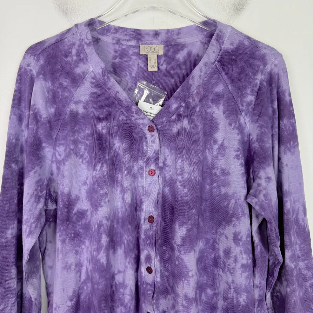 NWT LOGO by Lori Goldstein Marble Dye Cotton Modal Cardigan Size Large L NEW - Image 2