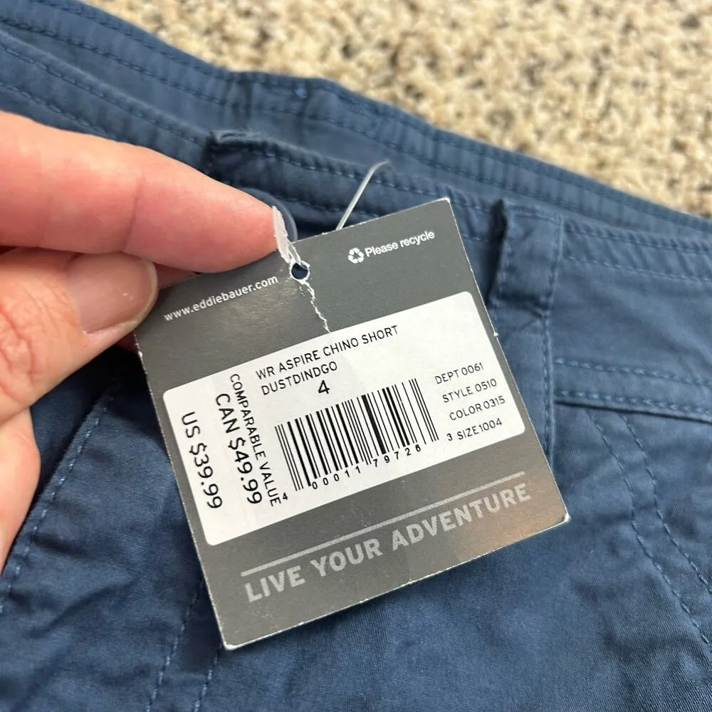 Eddie Bauer Womens Blue Chino Shorts Size 4 Aspire 4" Inseam - Image 4