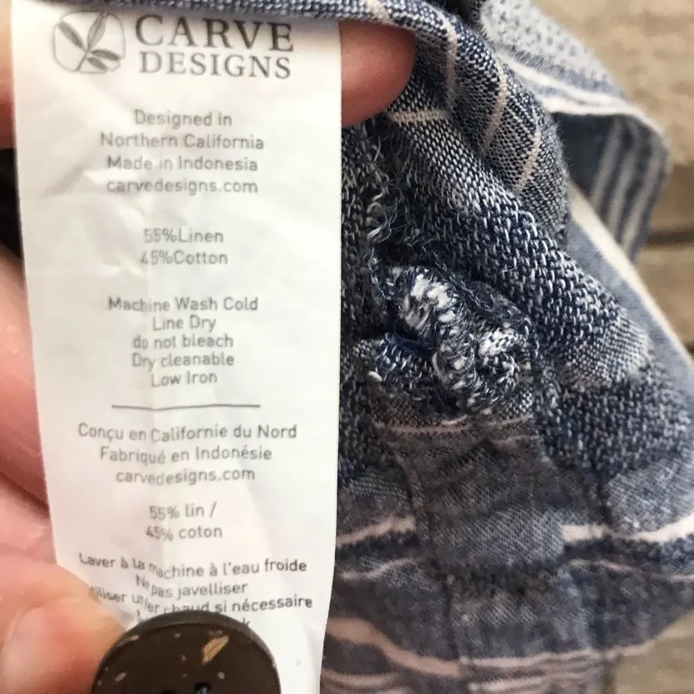 Carve Designs River Tank Top Cotton Linen Blend Blue chambray white xl - Image 5