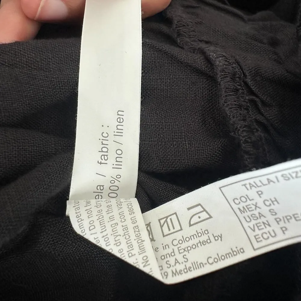 Touche Linen Set Small Black Co Ord Shorts Crop Top Resort Vacation Minimalist - Image 8