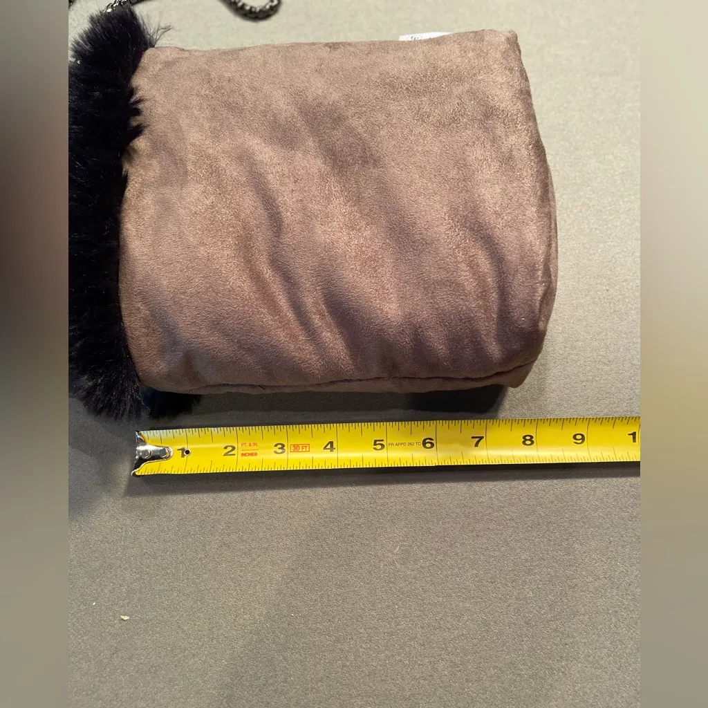 Evelyn’s Prelonge small‎ Faux Fur Cross body w/Handle navy blue Handbag Purse - Image 11