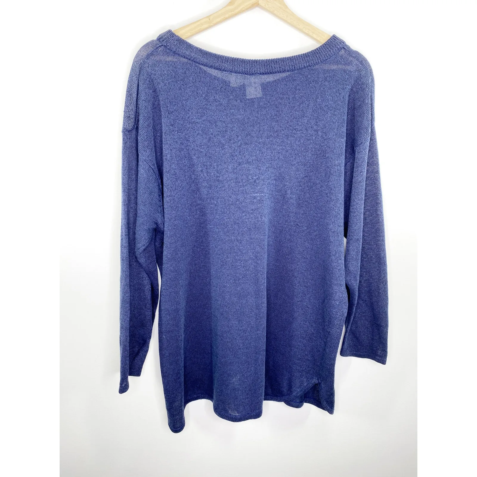 CW Clifford & Wills Womens Blue Pullover Knit Sweater OS Long Oversized Linen Size undefined - Image 2