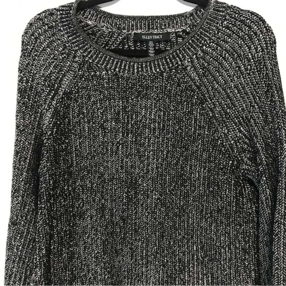 NWT Ellen Tracy black Marled Knit Pullover‎ Sweater size M - Image 6