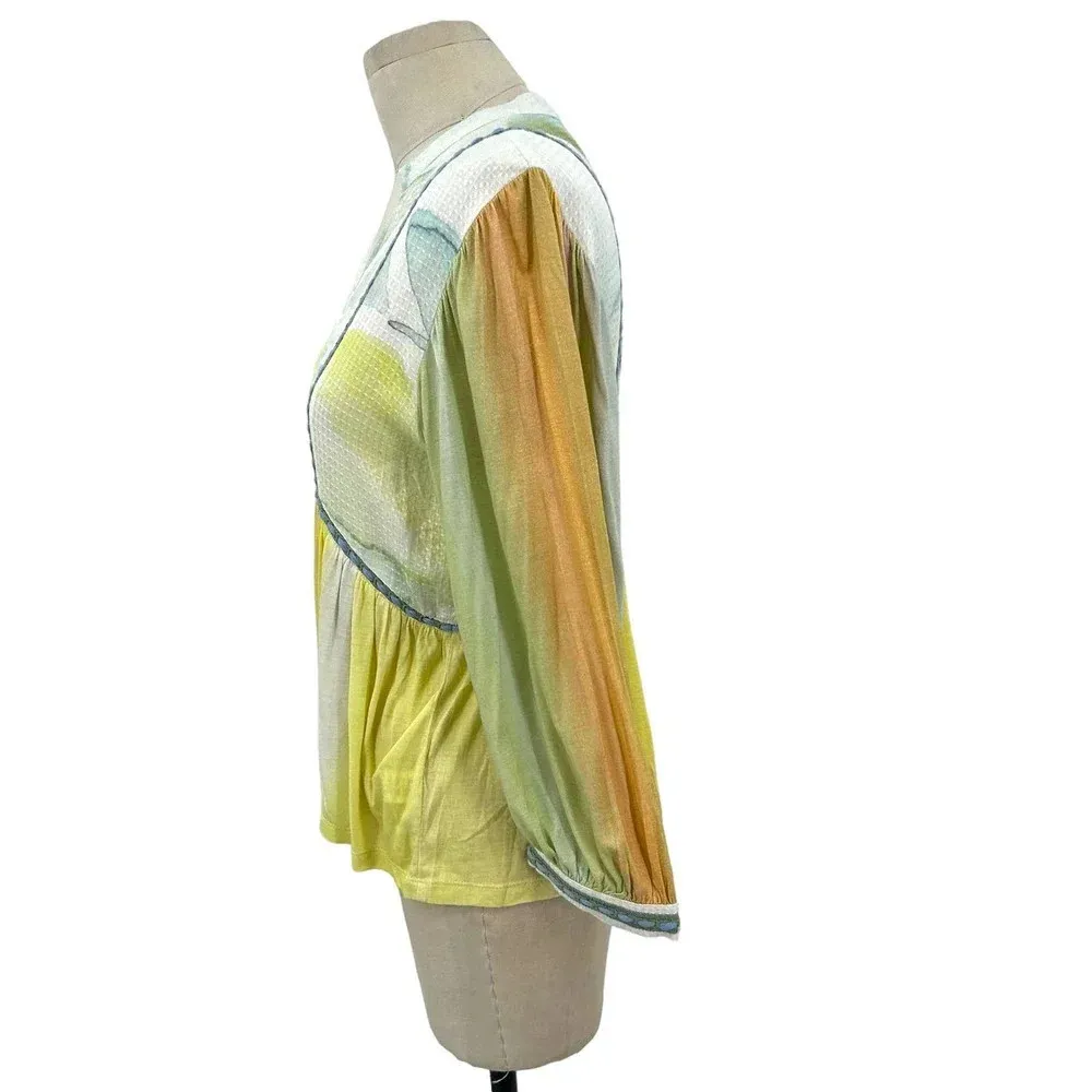 Anthropologie Bl-nk London Peasant Top Blouse‎ Peplum Colorful Tie Dye Size XS - Image 6