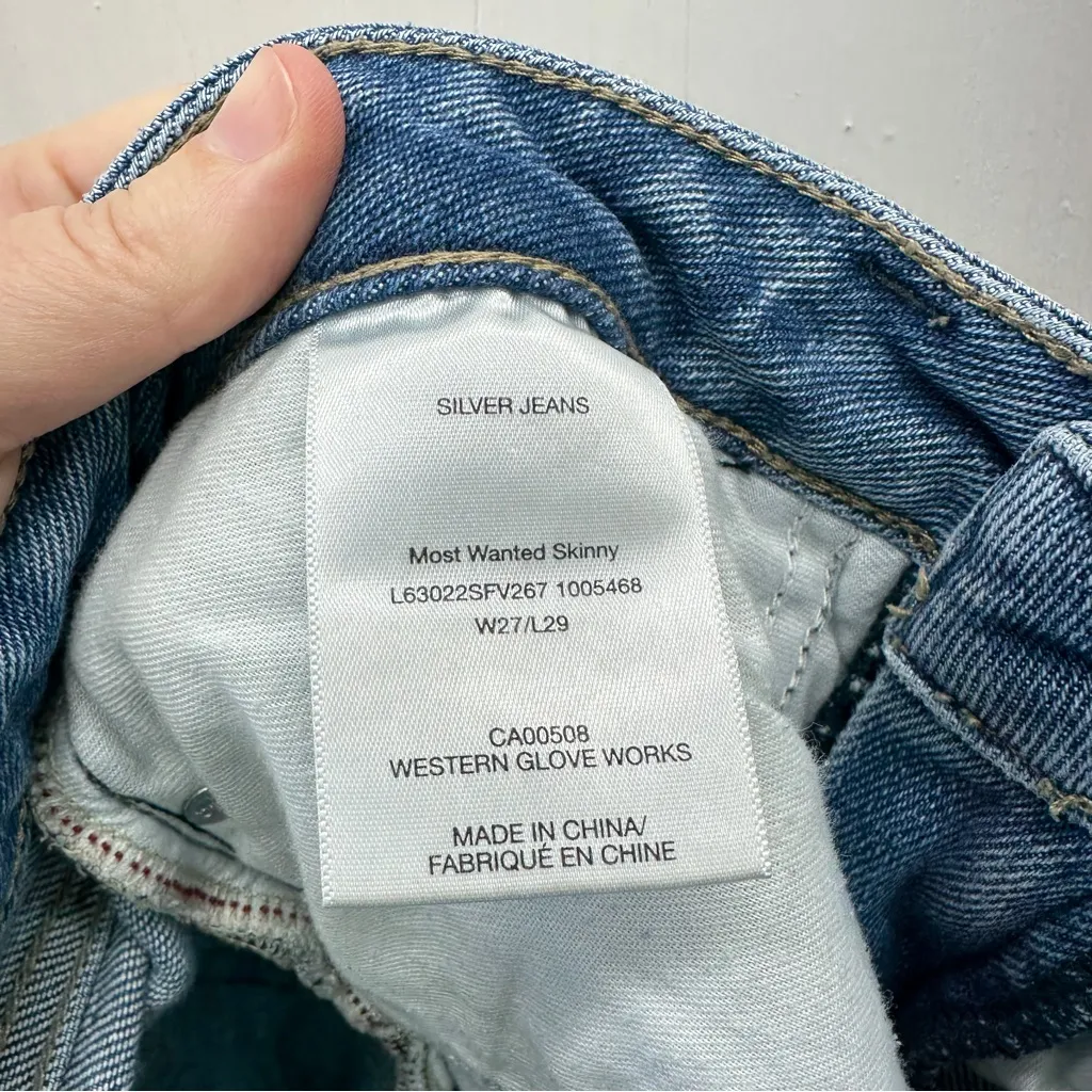 Silver‎ most wanted skinny denim jeans raw hem distressed women's 27 x 29 - Image 6