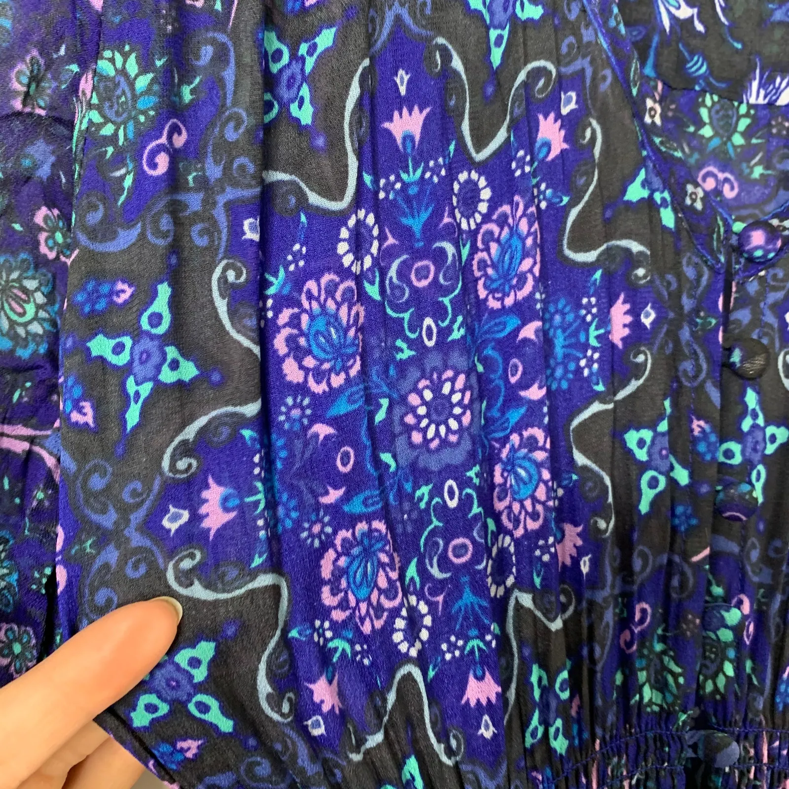 Spell Kiss The Sky Gown XS Bluejay Vintage Duster Lightweight Sheer Boho Purple - Image 9