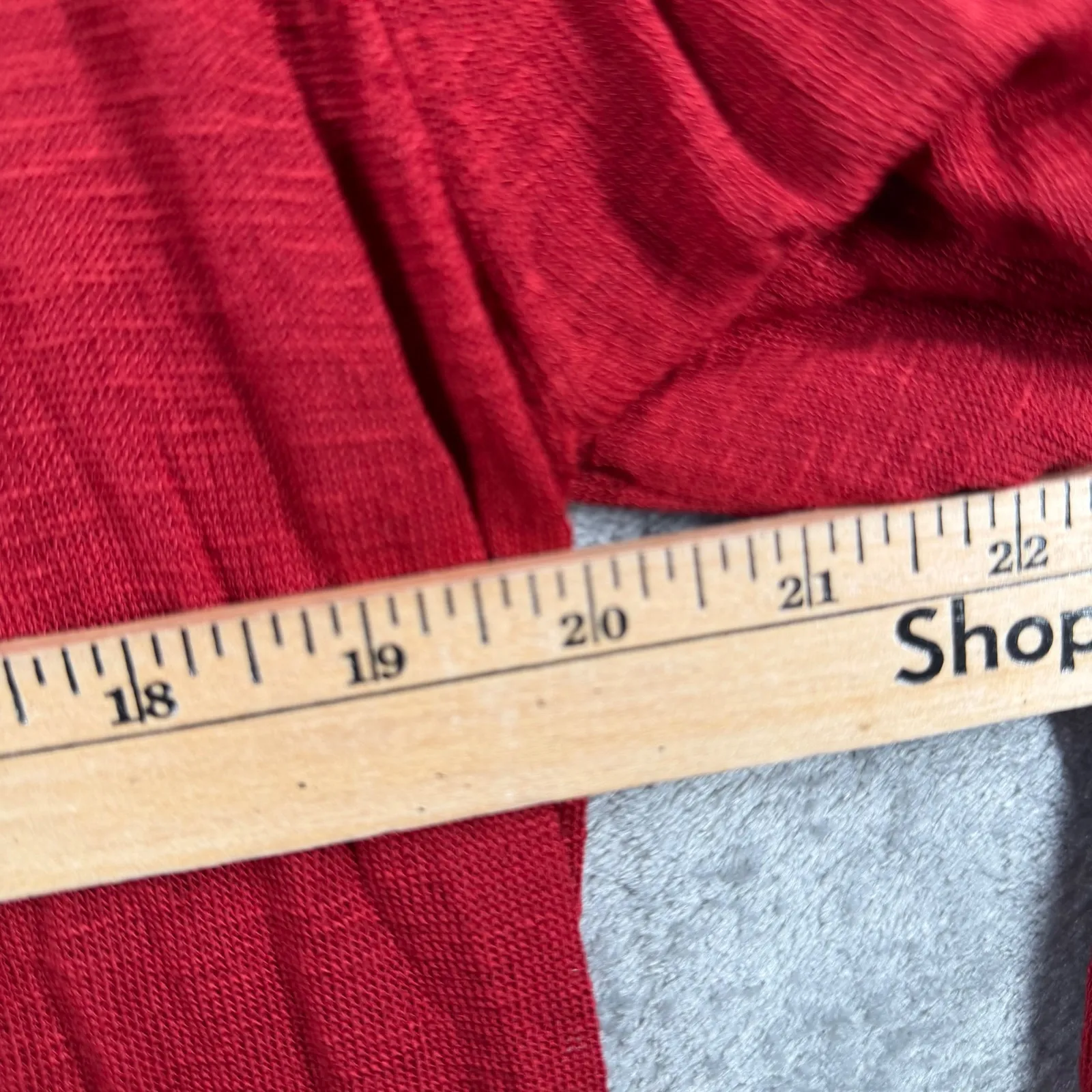 Dressbarn Cardigan XL Red Open Front Knit Shrug Slouchy Ruched Sleeve Cozy Chic - Image 10